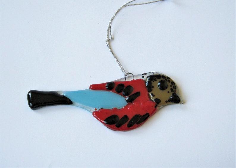 Bird ornament Fused glass bird Christmas tree decor Holiday Etsy