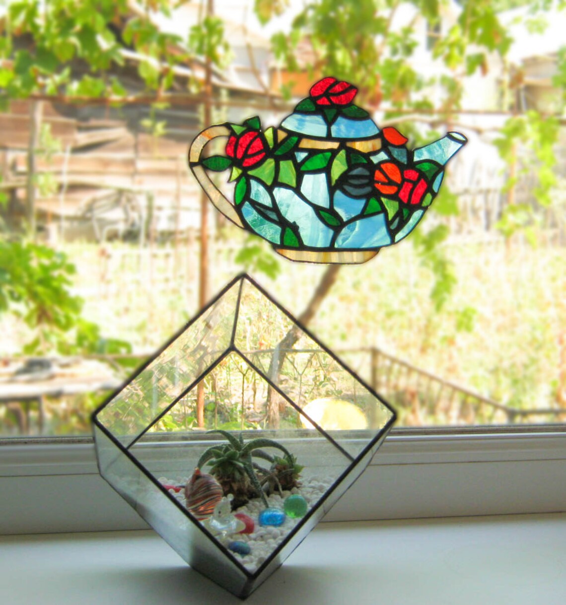 Stained glass teapot Teapot suncatcher Kitchen decor Tea room Etsy