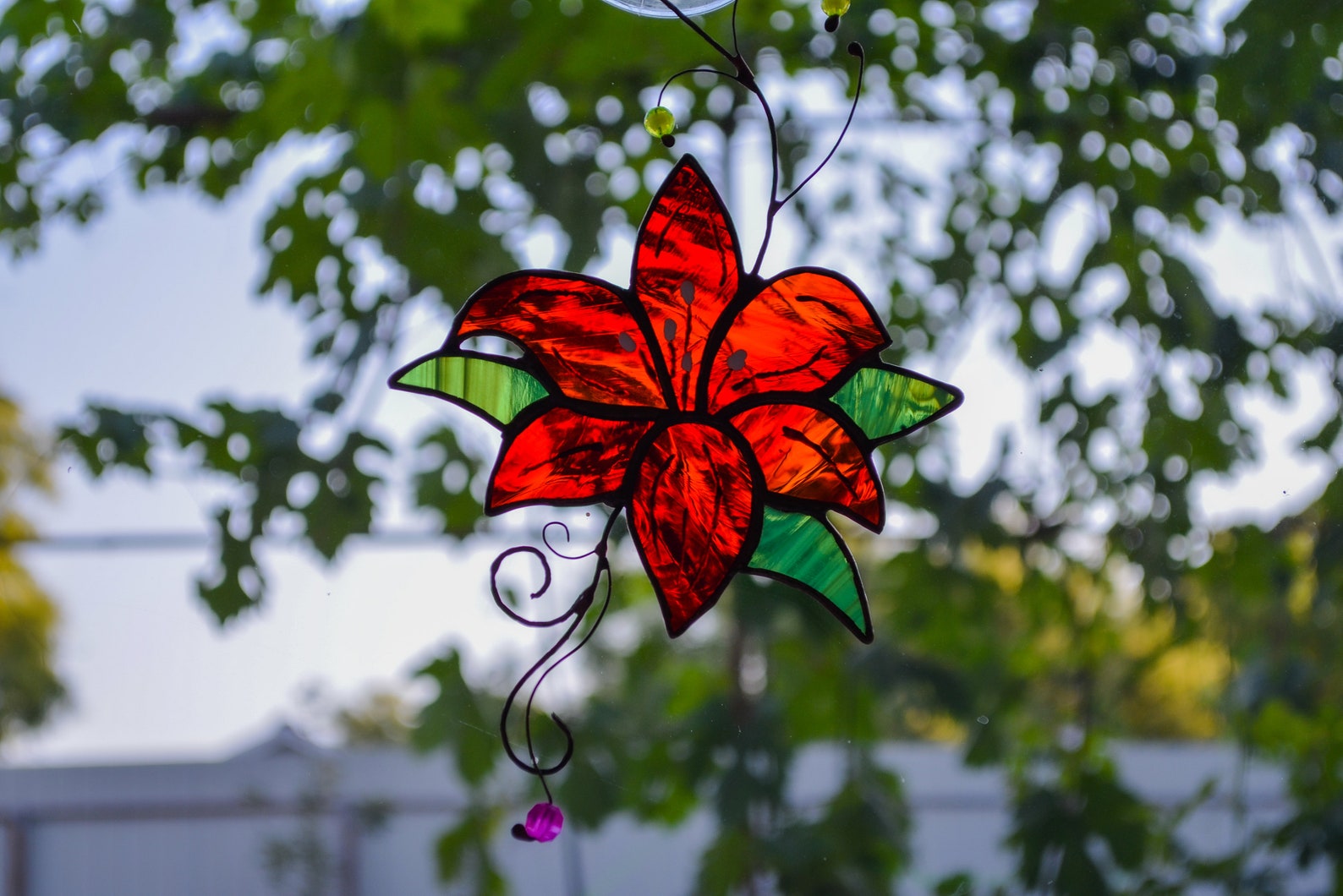 Stained glass lily flower Stained glass floral Floral window Etsy