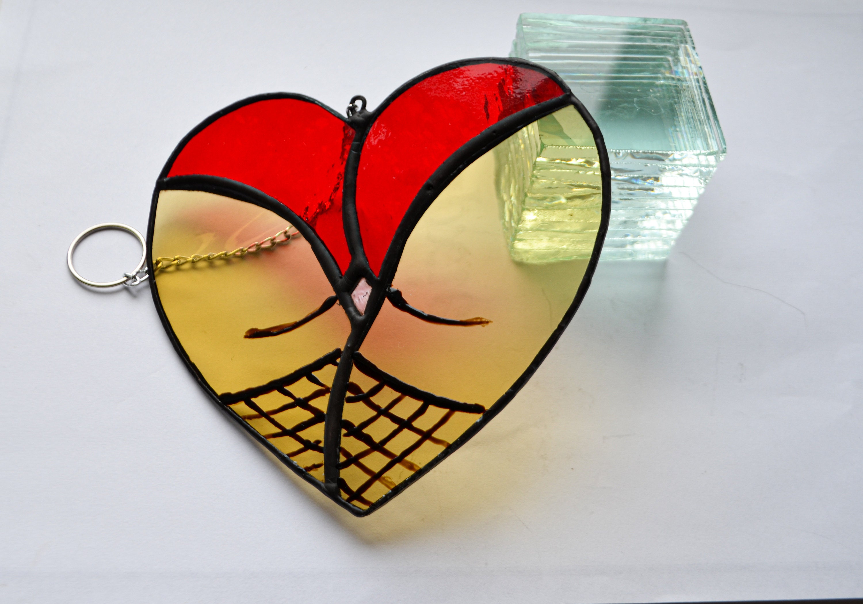 Stained Glass Booty Heart Butt Heart Suncatcher Bum Heart Etsy