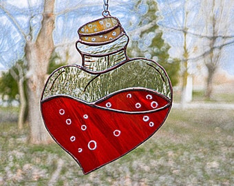 Heart Stained Glass Suncatcher – Love Window Ornament - Romantic Decor