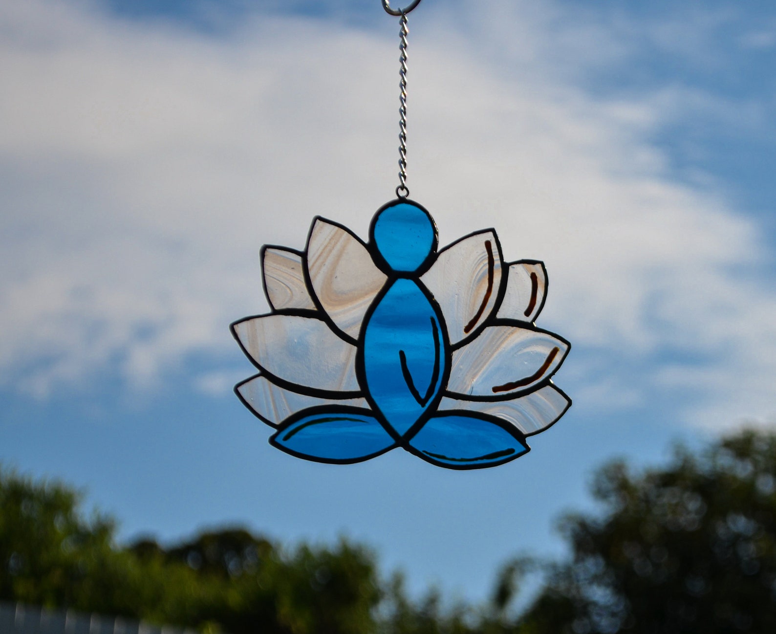 Stained glass Buddha suncatcer Stained glass meditation Yoga Etsy