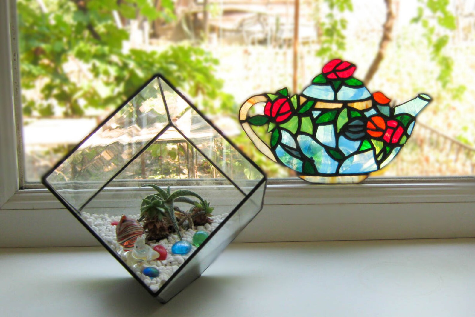 Stained glass teapot Teapot suncatcher Kitchen decor Tea room Etsy