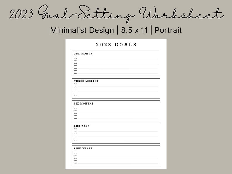 2023 New Years Goal Setting Worksheet Intention Setting Etsy