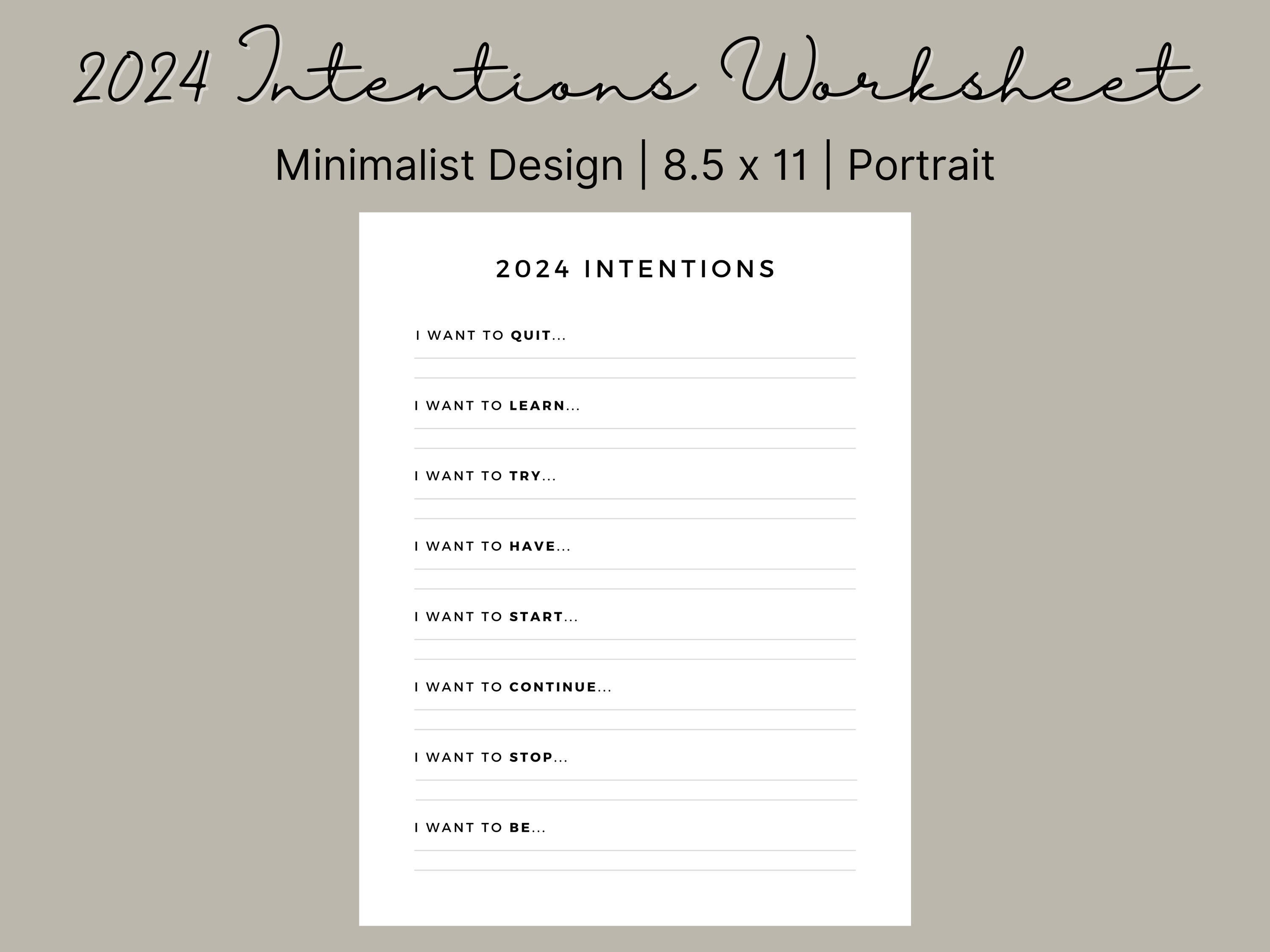 2024 Intentions Printable Goal Setting Worksheet Intention Setting 2024