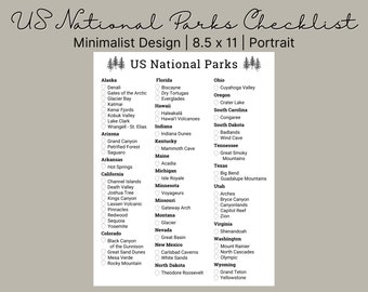 Printable United States National Park Checklist | Travel Checklist | Road Trip Checklist | Camping Checklist | Hiking Checklist