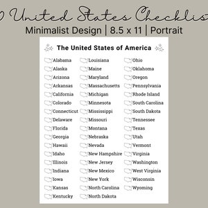 Printable 50 States Checklist | Bucket List | 50 States Challenge | 50 United States | Travel Checklist | US States Checklist