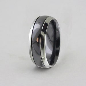 Schwarze Zirkonium Ring, schwarze Hochzeitsband, schwarze Zirkonium Ehering, Ehering, Herren Ehering