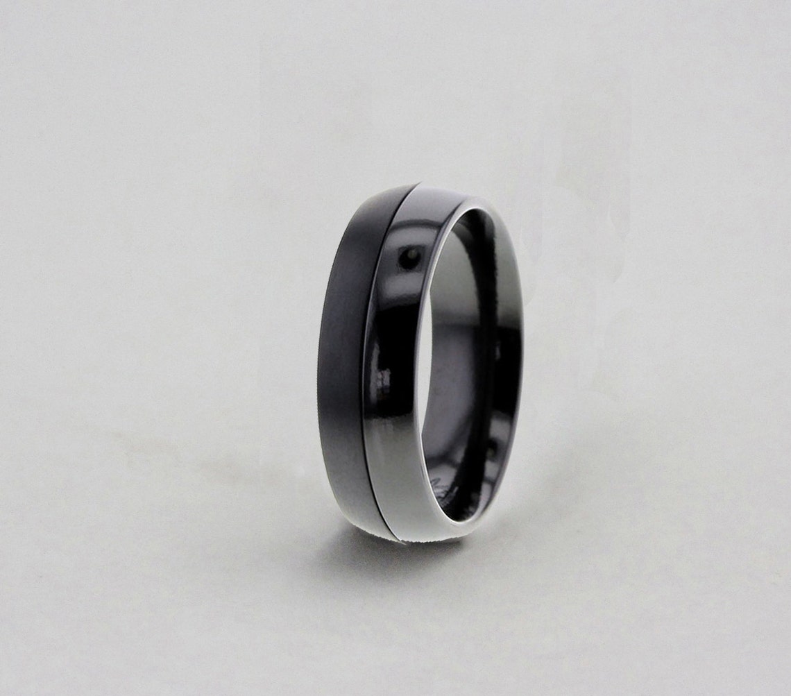 Black Zirconium Ring Black Wedding Band Black Zirconium | Etsy