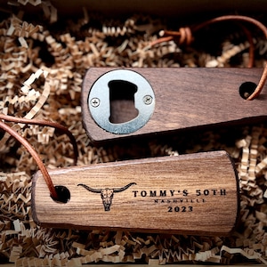 Personalized Hardwood Bottle Opener | Client Gift | Groomsman Gift, Fathers Day Gift, Grilling Gift, Tailgating Equipment, Birthday Gift