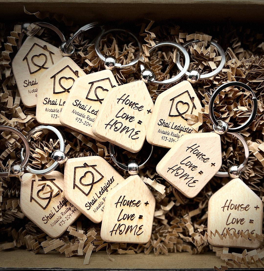 Custom Wood Keychains Realtor/client/corporate Marketing & Etsy