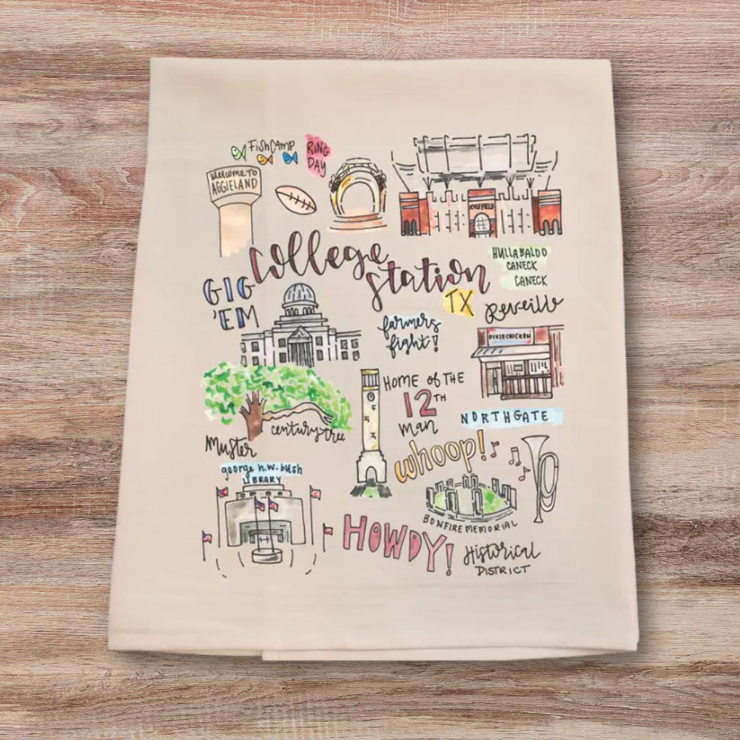 College Station/aggie-inspired Kitchen Tea Towels – Unique Gifts for ...