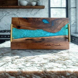 Black Walnut Epoxy River Charcuterie/Serving Board, Personalized Gift, Birthday Gift, Wedding Gift, Serving Tray, Home Decor, Christmas Gift