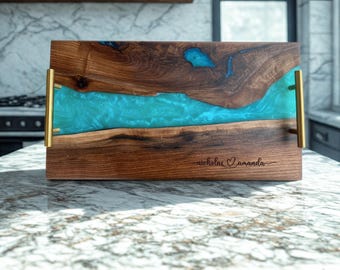 Black Walnut Epoxy River Charcuterie/Serving Board, Personalized Gift, Birthday Gift, Wedding Gift, Serving Tray, Home Decor, Christmas Gift