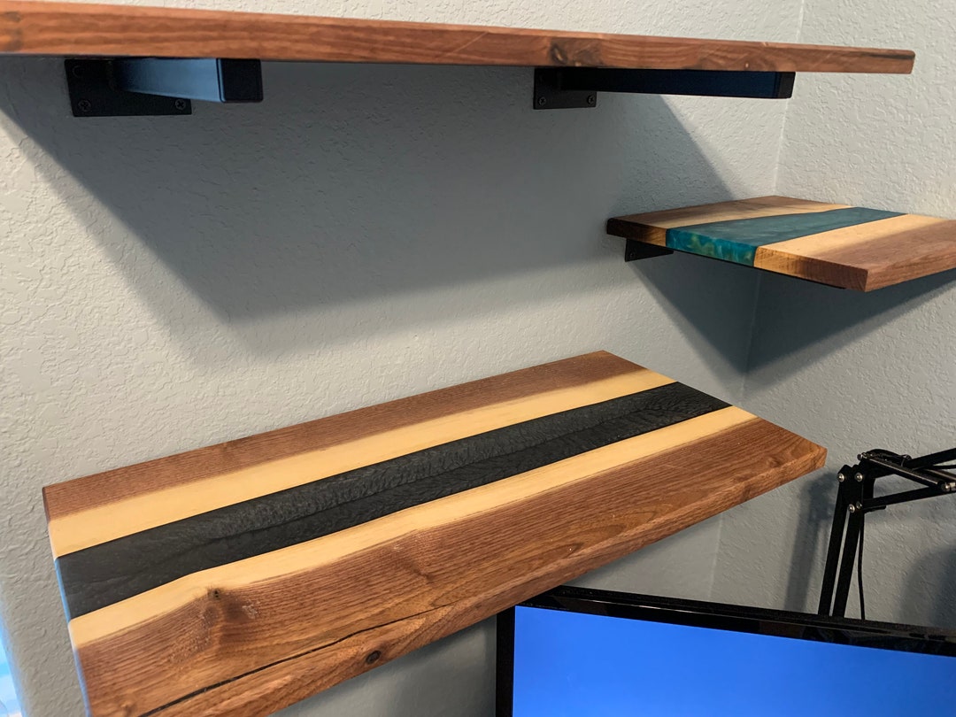 Black Walnut Epoxy River Shelf Etsy