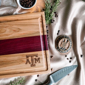 Texas A&M Striped Cutting Board, Aggie Grad Gift, Aggie Christmas Gift, Aggie Wedding Gift, Aggie Home Gift, Aggie Cutting Board
