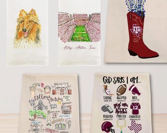 College Station/Aggie-Inspired Kitchen Tea Towels – Unique Gifts for Aggies & Texas Lovers!