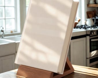 Solid Walnut Book Stand, Wooden Tablet & Cookbook Holder, Handmade Minimalist Stand, Kitchen Decor, Gift for Her, Housewarming Gift