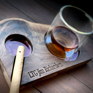 Black Walnut Epoxy Drink and Cigar Holder, Fathers Day Gift, Gift for Him, Personalized Gift, Christmas Gift, Birthday Gift, Whiskey Lover