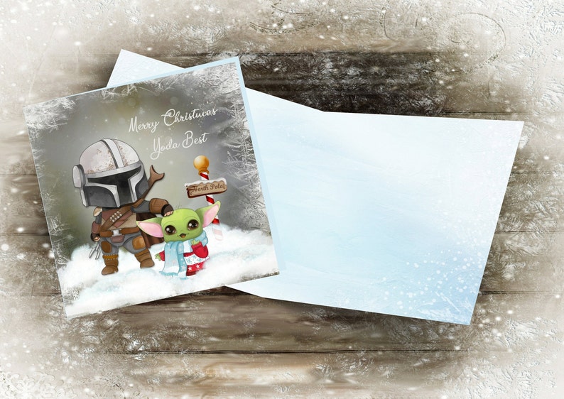 Star Wars Baby Yoda & Mandalorian Personalised Christmas Card | Etsy