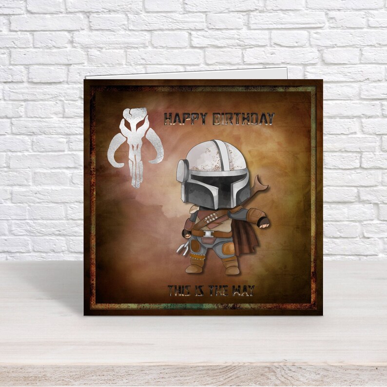 Personalised Mandalorian Birthday Card featuring Boba Fett | Etsy