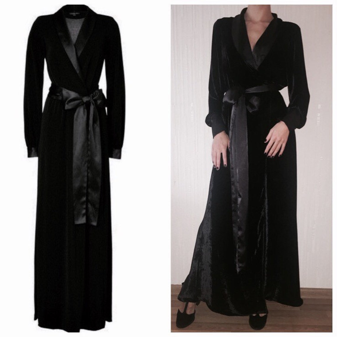 Womens Long Velvet Robe/ Velour Maxi Robe/ New Years Gift/ Etsy Canada