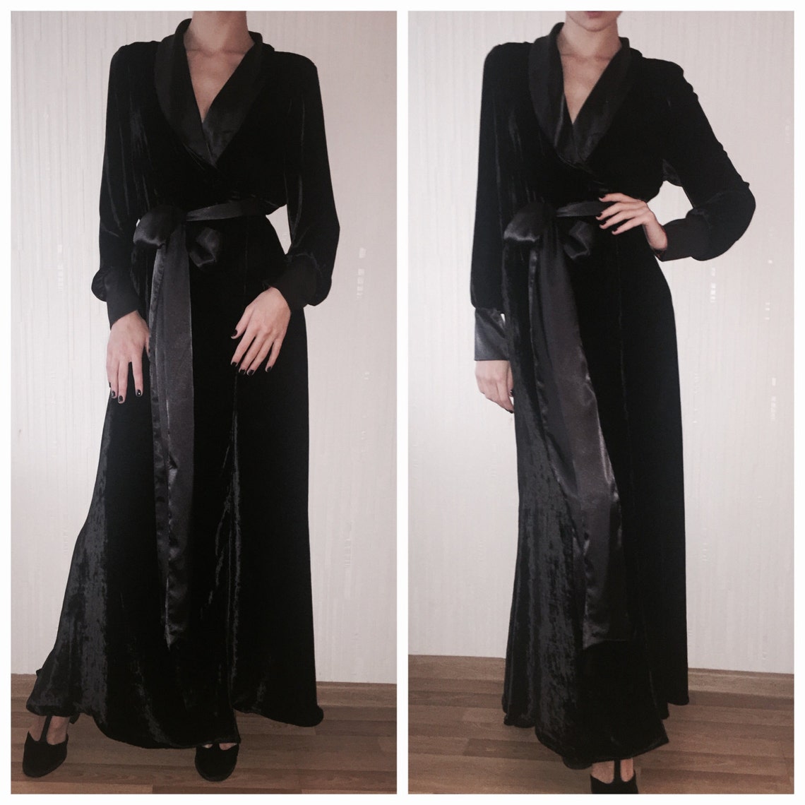 Womens long velvet robe/ Velour maxi robe/ New Years gift/ Etsy
