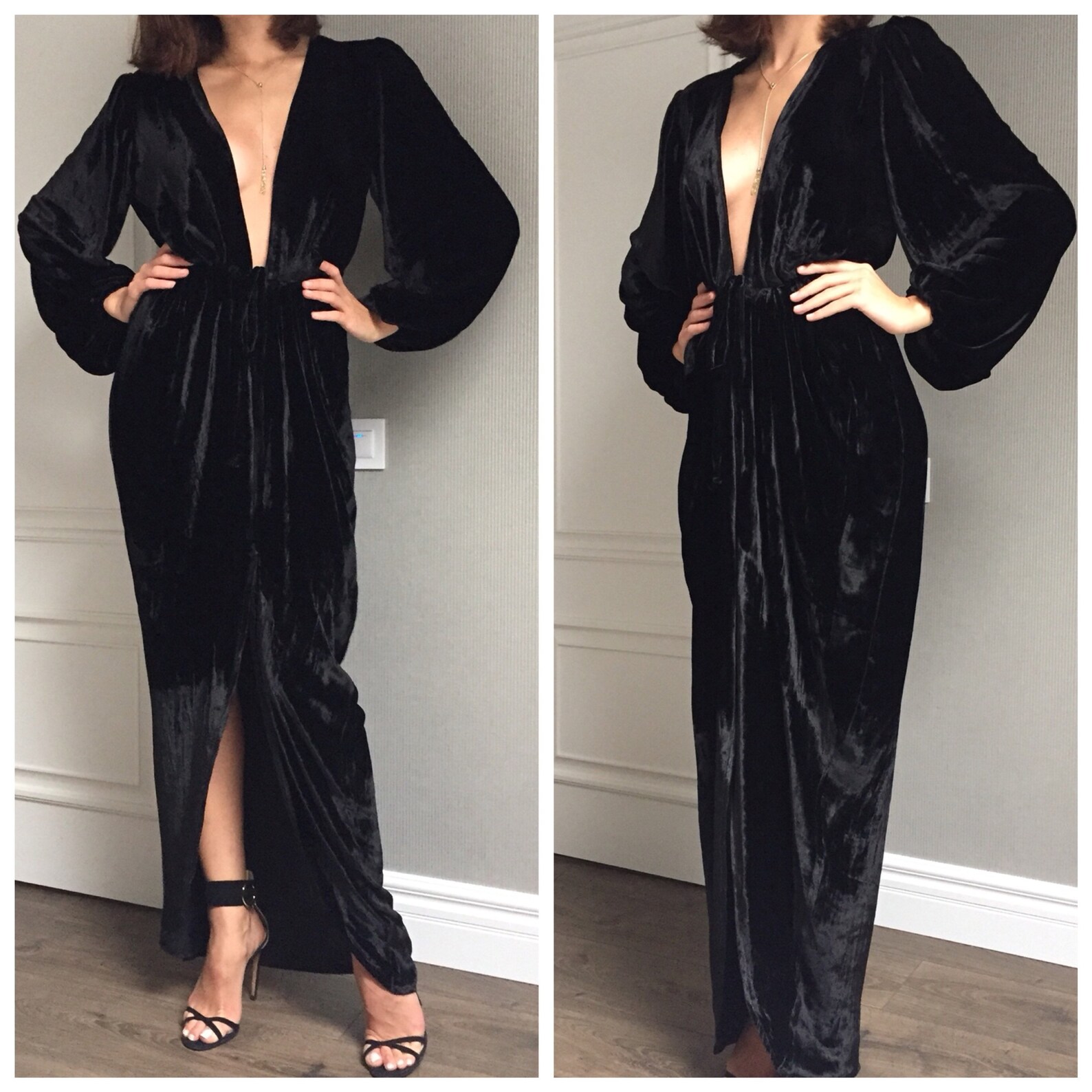 Womens long velvet robe/ Velour maxi robe/ New Years gift/ Etsy
