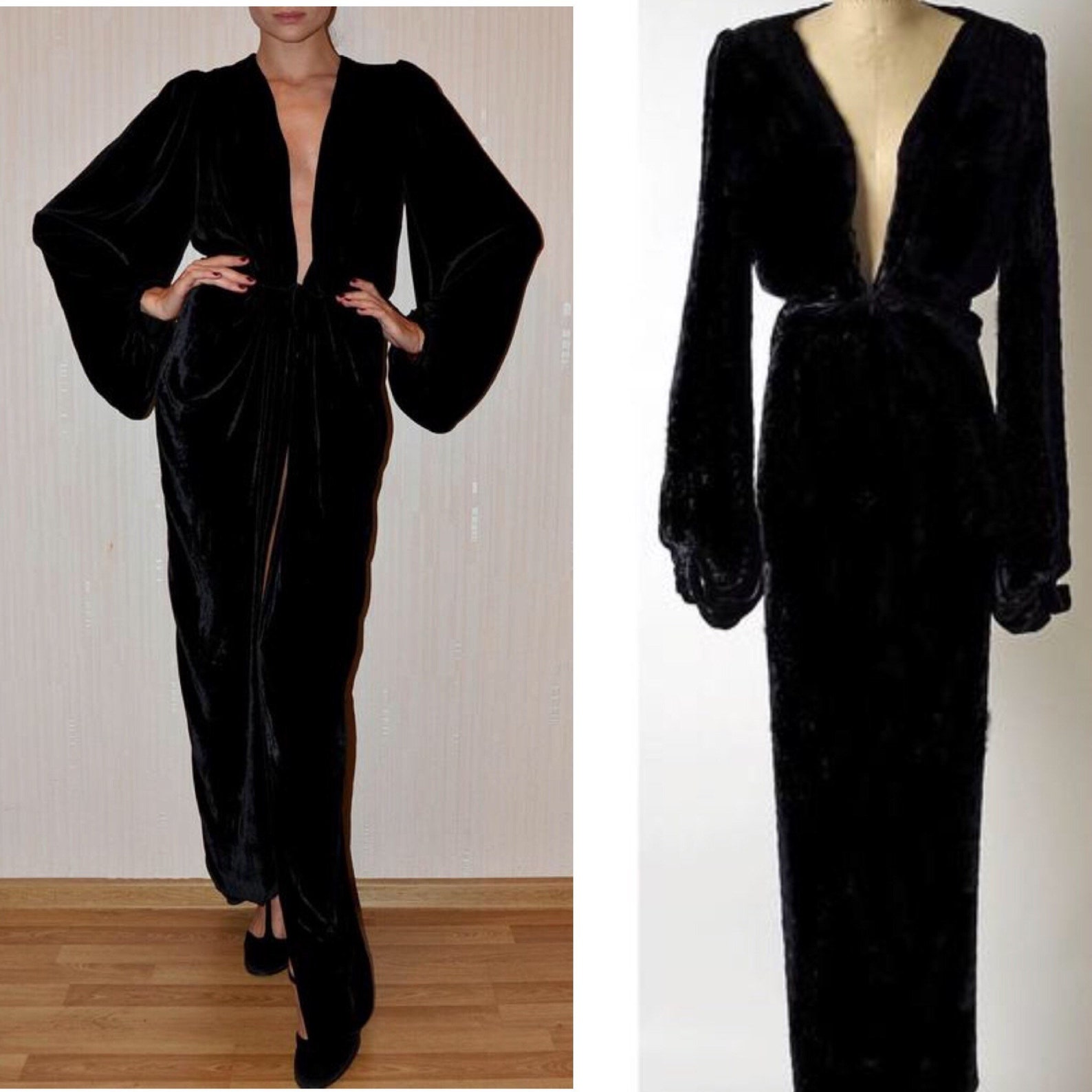 Womens long velvet robe/ Velour maxi robe/ New Years gift/ Etsy