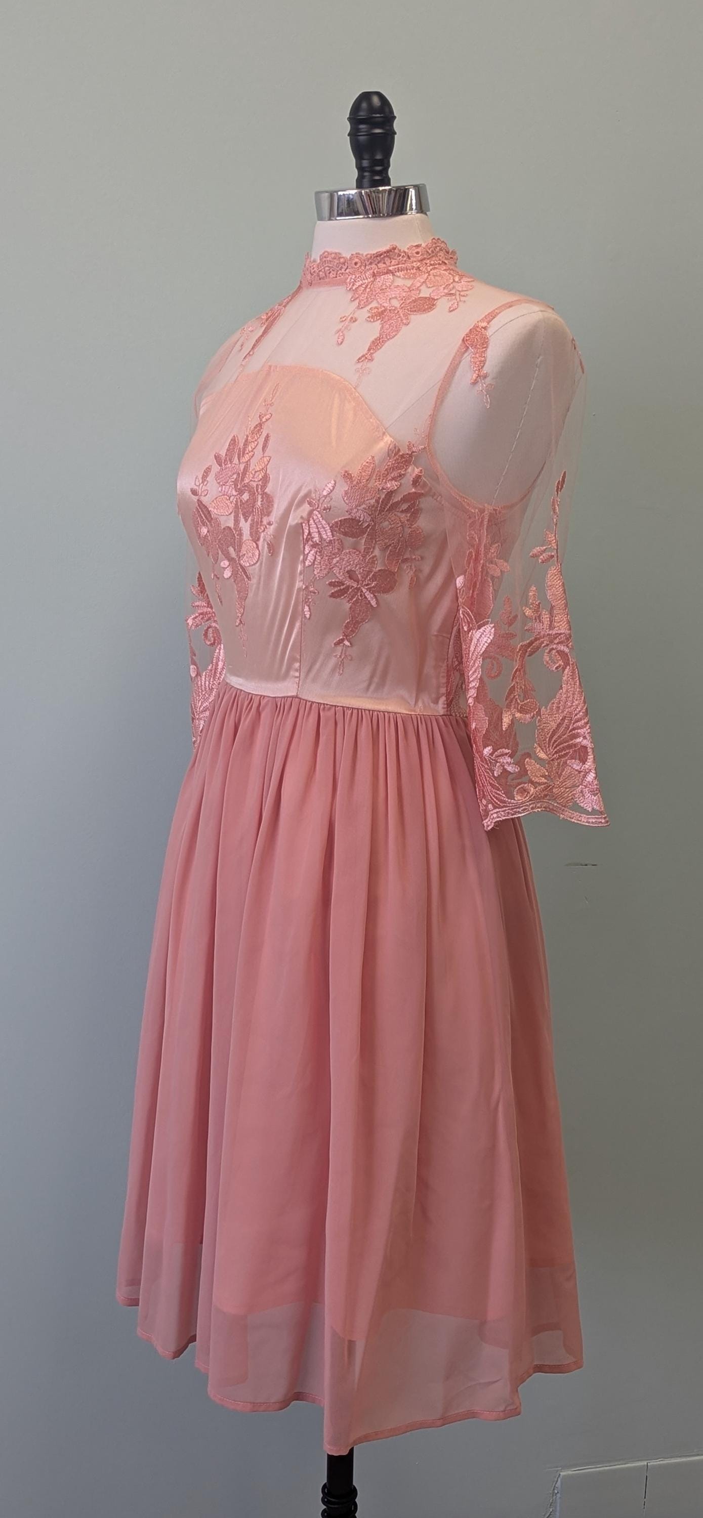 Vintage-inspired Hand-dyed Rose Dress | Chiffon, Lace & Satin - Etsy Vintage-inspired Hand-dyed Rose Dress | Chiffon, Lace & Satin - Etsy