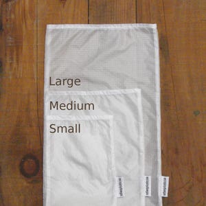 Reusable bulk food bag, bulk bin bag, flour bag, spice bag, Set of 3-small, medium, large reusable food bag, ripstop nylon WHITE image 4