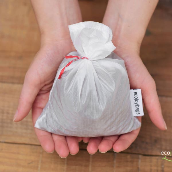 Reusable bulk food bag, reusable grocery bag, ripstop nylon, size small WHITE, bulk bin, spice bag