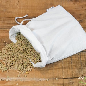 Organic Cotton Reusable bulk food bag, reusable grocery bag, bulk bin, flour bag, nut milk bag, bag with ties image 4