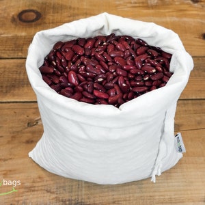 Organic Cotton Reusable bulk food bag, reusable grocery bag, bulk bin, flour bag, nut milk bag, bag with ties image 3