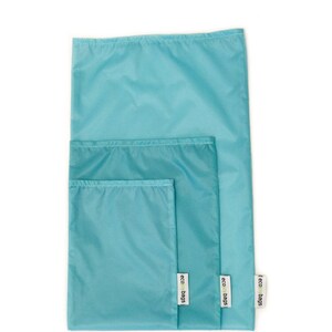 Reusable bulk food bag, Set of 3 small, medium, large reusable food bag, ripstop nylon BLUE turquoise image 4