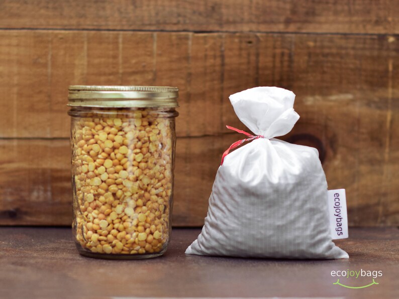 Reusable bulk food bag, bulk bin, flour, spice bag,Set of 3 small reusable grocery bag, ripstop nylon WHITE, image 5