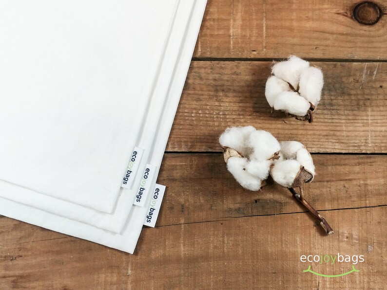 Organic Cotton Reusable Bulk Food Bag Set of 3 Reusable Etsy