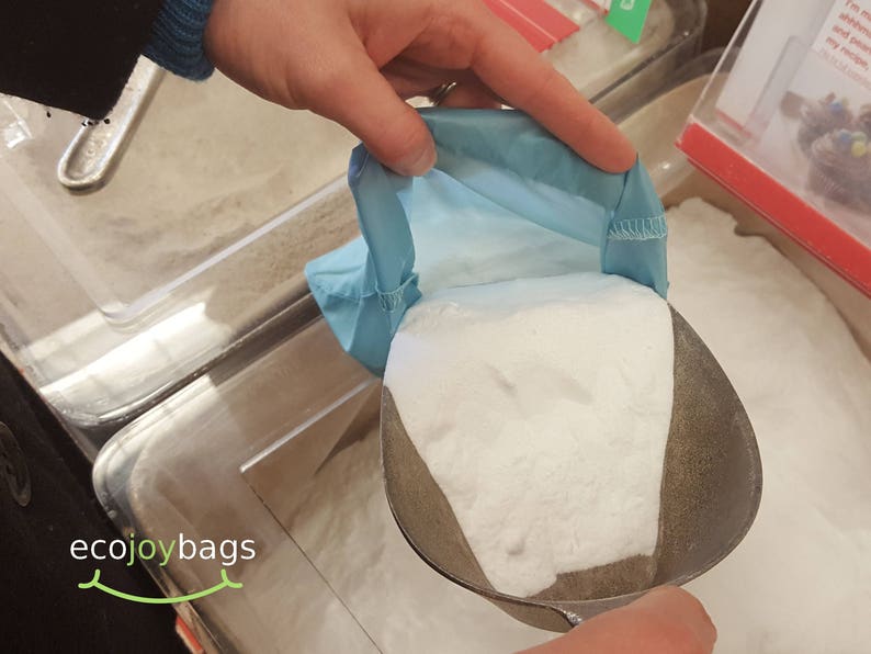 Reusable Produce bag, reusable grocery bag, ripstop nylon, size x-large, bulk bin, flour bag image 5