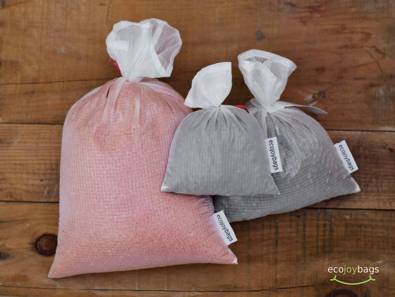 Reusable bulk food bag, bulk bin bag, flour bag, spice bag, Set of 3-small, medium, large reusable food bag, ripstop nylon WHITE image 2