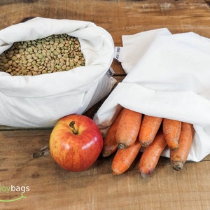 Organic Cotton Reusable bulk food bag, reusable grocery bag, bulk bin, flour bag, nut milk bag, bag with ties image 2