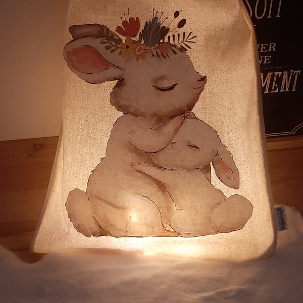 Veilleuse lapin mere et enfant calins