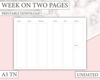 A5 TN - UNDATED Insert - Erin Condren Vertical Columns - Week on Two Pages (WO2P) - A5 tn - no 8 Foxy Fix - Pdf printable travelers notebook
