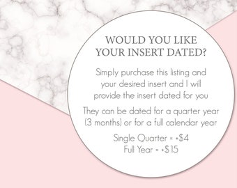 Custom DATED printable insert – Get your favourite insert dated for the full calendar year, Printable PDF Planner Insert, dated printable