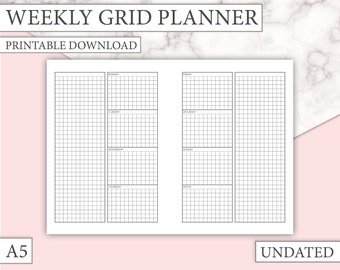 Weekly Overview - A5 - Plan your week out on this simple weekly overview planner - undated - Pdf printable download