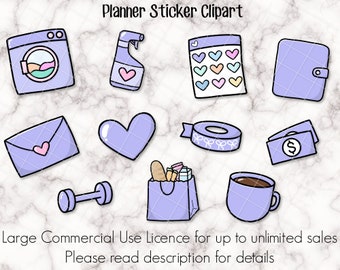 Planner Icon Clipart Set -  UNLIMITED Commercial use  included - 11 various icons - Easy to recolour format - Planner stickers or kit icons!