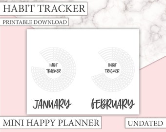 Mini Happy Planner Inserts - Circle Habit Tracker - Track your habits in this cute circular format! - HP Mini pdf download - Printable