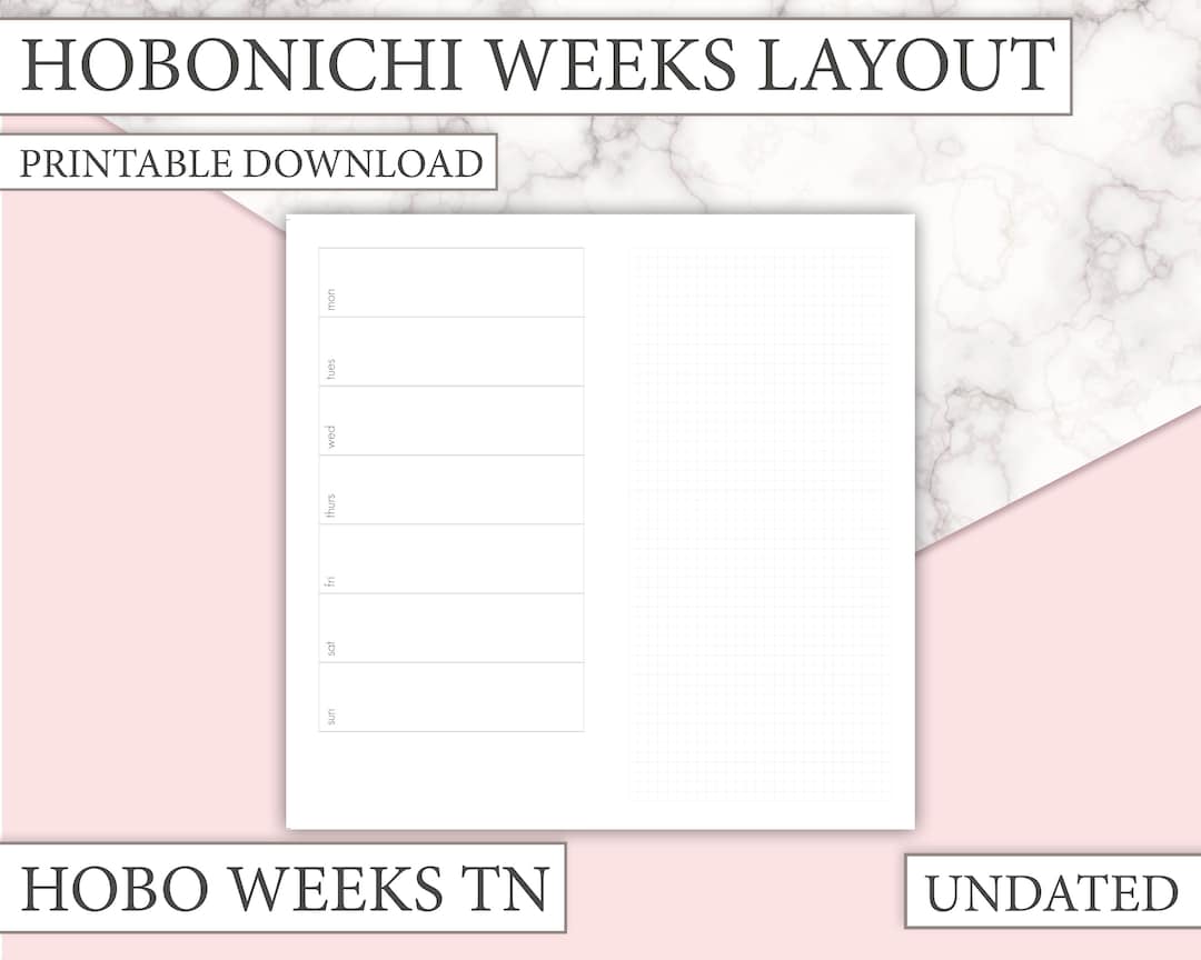 Hobonichi Weeks Printable Inserts - Weekly Inserts With the Hobo Weeks ...