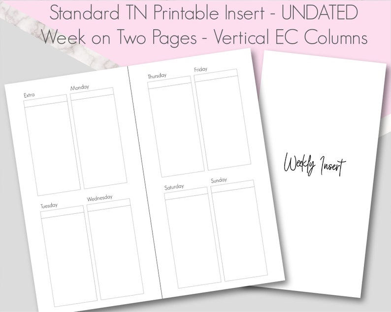 Standard traveler/'s notebook Insert Week on Four Pages Pdf printable UNDATED Insert Standard TN - 4 Boxes Per Day WO4P