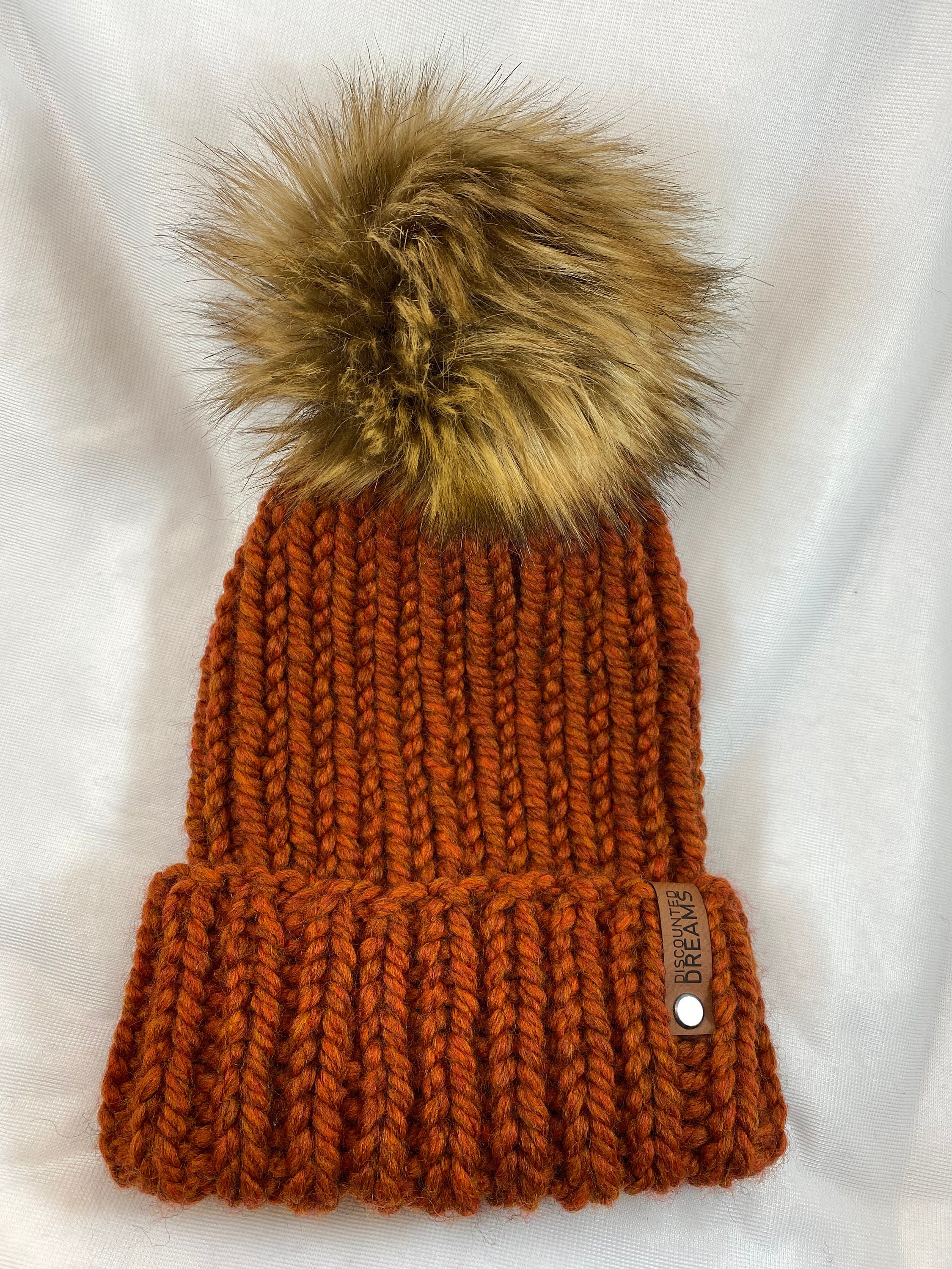 Deep Orange Chunky Knit Beanie, With or Without Pom  display picture 1