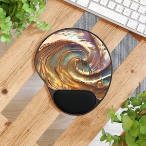Pink Abalone impression printed on a Mouse Pad With Wrist Rest